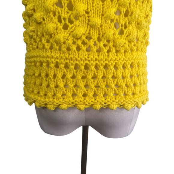 2/$30 ZARA XS Yellow Crochet Knit Cotton Tank Top With Adjustable Tie Straps - Picture 8 of 14